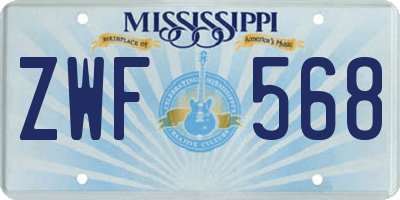 MS license plate ZWF568
