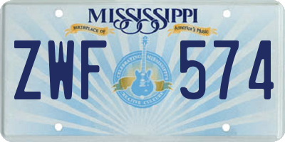 MS license plate ZWF574