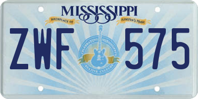 MS license plate ZWF575