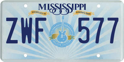 MS license plate ZWF577