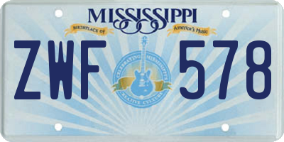 MS license plate ZWF578