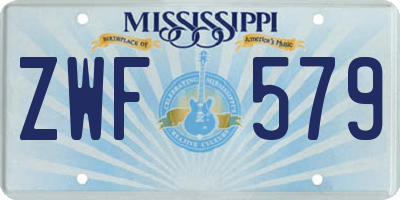 MS license plate ZWF579