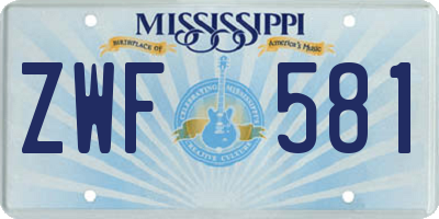 MS license plate ZWF581