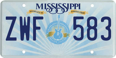 MS license plate ZWF583