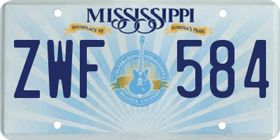 MS license plate ZWF584