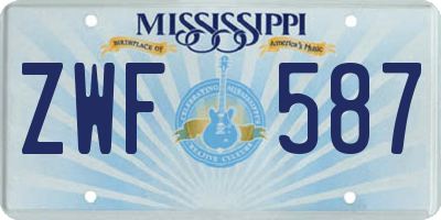 MS license plate ZWF587