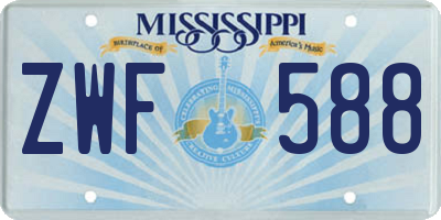 MS license plate ZWF588