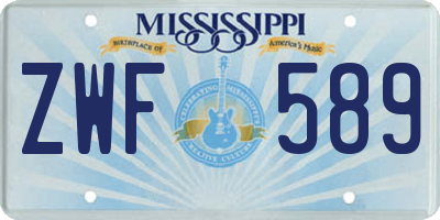 MS license plate ZWF589