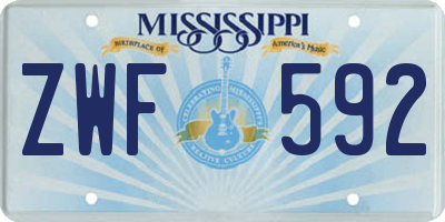 MS license plate ZWF592