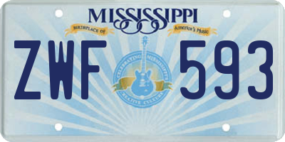 MS license plate ZWF593