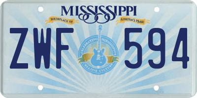 MS license plate ZWF594
