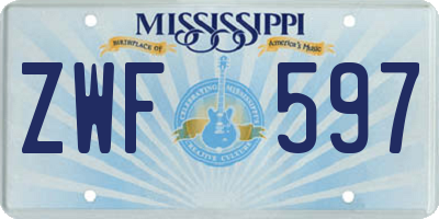 MS license plate ZWF597