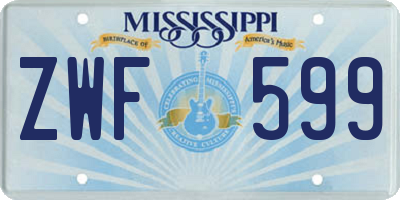 MS license plate ZWF599