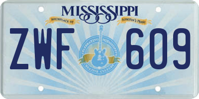 MS license plate ZWF609