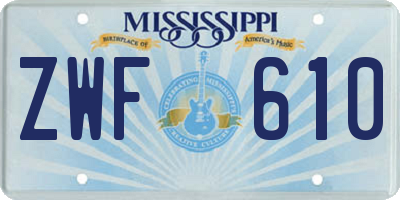 MS license plate ZWF610