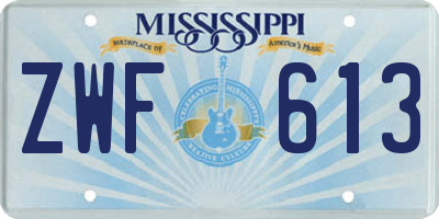 MS license plate ZWF613