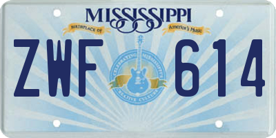 MS license plate ZWF614