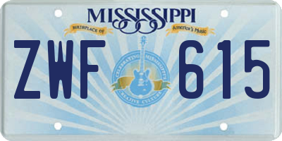 MS license plate ZWF615