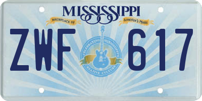 MS license plate ZWF617