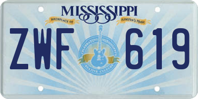 MS license plate ZWF619