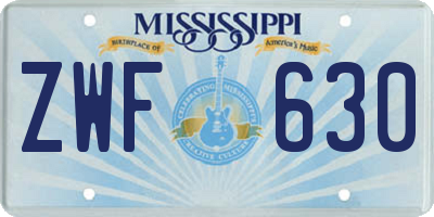 MS license plate ZWF630
