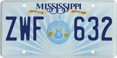 MS license plate ZWF632