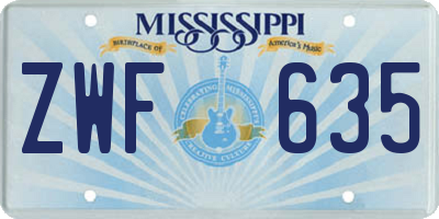 MS license plate ZWF635