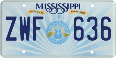 MS license plate ZWF636