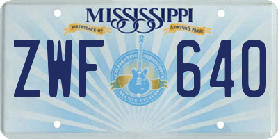 MS license plate ZWF640
