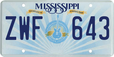 MS license plate ZWF643