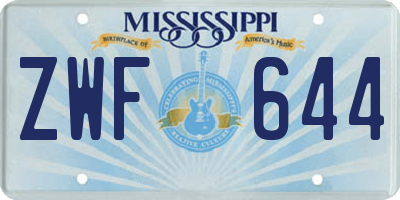 MS license plate ZWF644