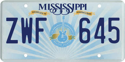 MS license plate ZWF645