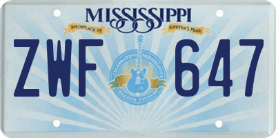 MS license plate ZWF647
