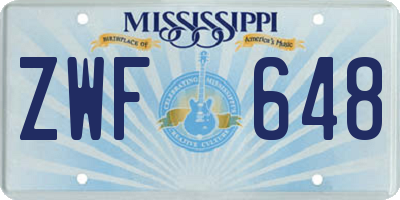 MS license plate ZWF648