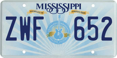 MS license plate ZWF652