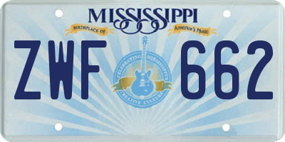 MS license plate ZWF662