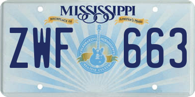 MS license plate ZWF663