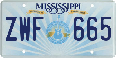 MS license plate ZWF665
