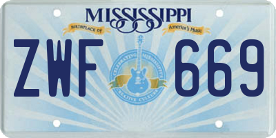 MS license plate ZWF669