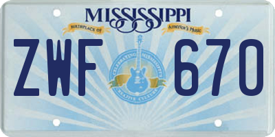 MS license plate ZWF670
