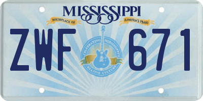 MS license plate ZWF671