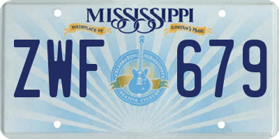 MS license plate ZWF679