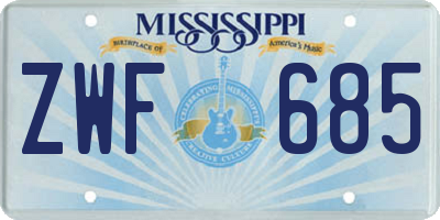 MS license plate ZWF685