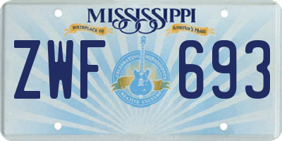 MS license plate ZWF693