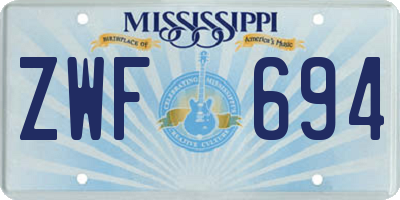 MS license plate ZWF694