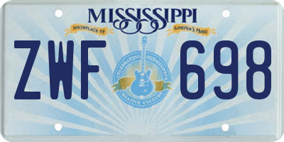 MS license plate ZWF698