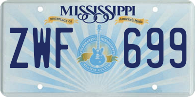 MS license plate ZWF699