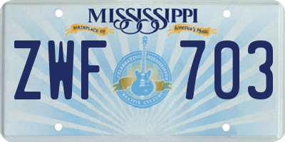 MS license plate ZWF703