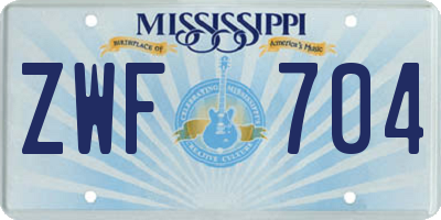 MS license plate ZWF704