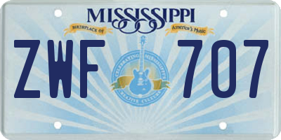 MS license plate ZWF707